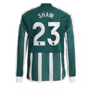 Lacne Muži Futbalové dres Manchester United Luke Shaw #23 2023-24 Dlhy Rukáv - Preč